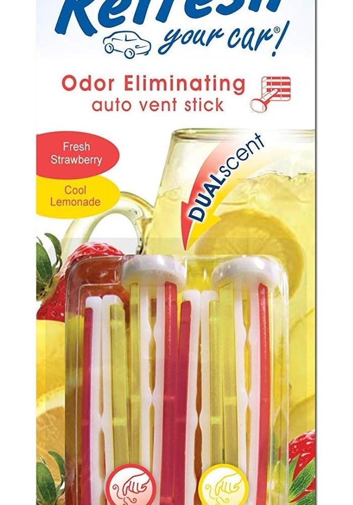 Refresh Your Car Dual Vent Sticks Air Freshener - Fresh Strawberry and Cool Lemonade